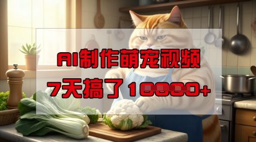 靠AI制作萌宠视频，操作简单门槛低，有手机就行，7天搞了1W-葛仙仙资源库